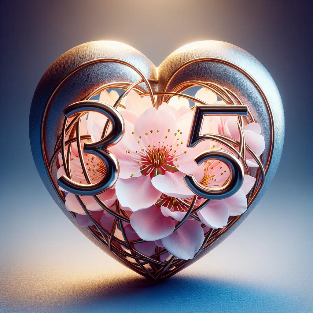 Imagen de un corazón rodeado por los números 3, 4 y 5, representando el simbolismo espiritual del número 345 en el amor.