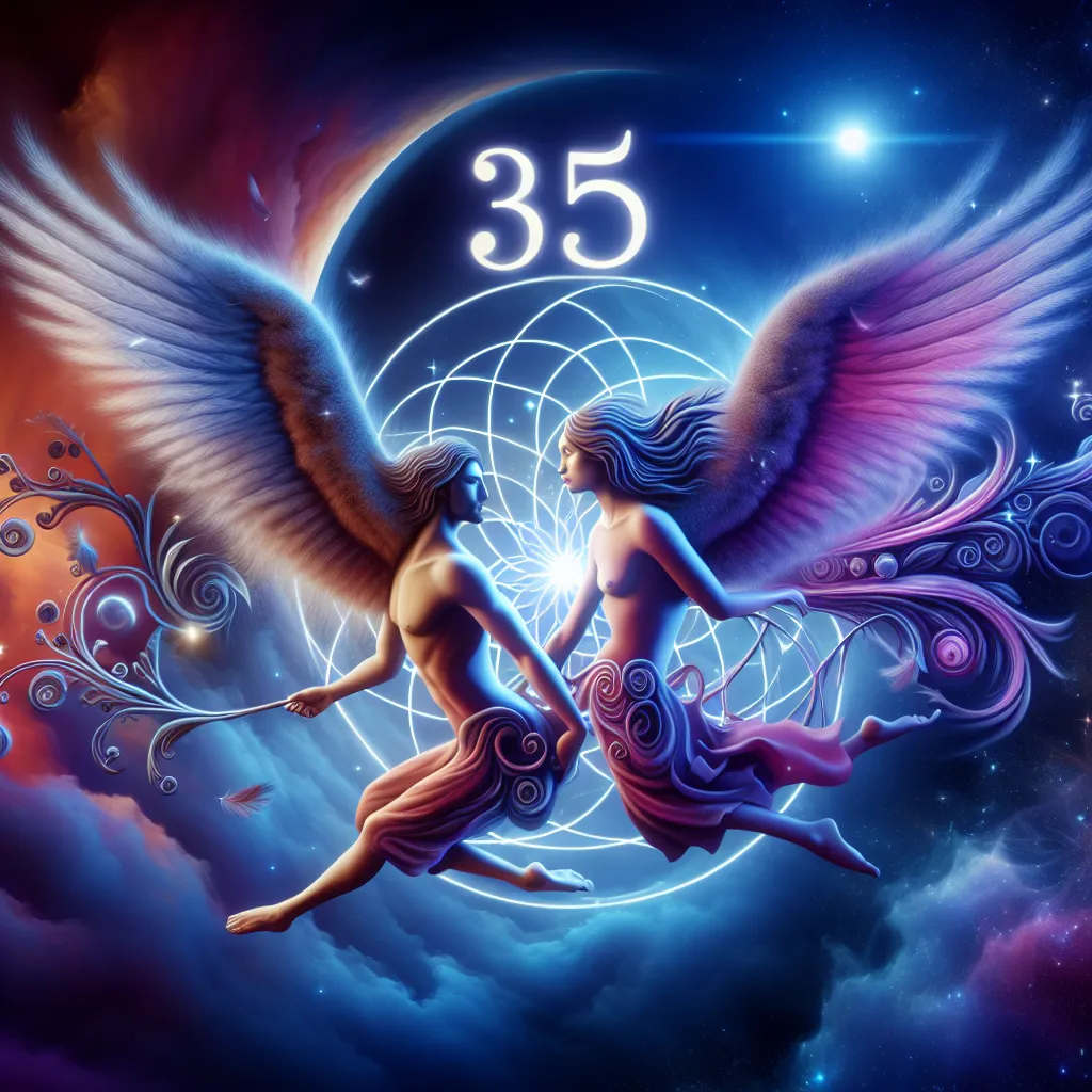 Imagen ilustrativa que representa la conexión especial entre almas gemelas y el simbolismo del número 35 en relaciones de llama gemela.