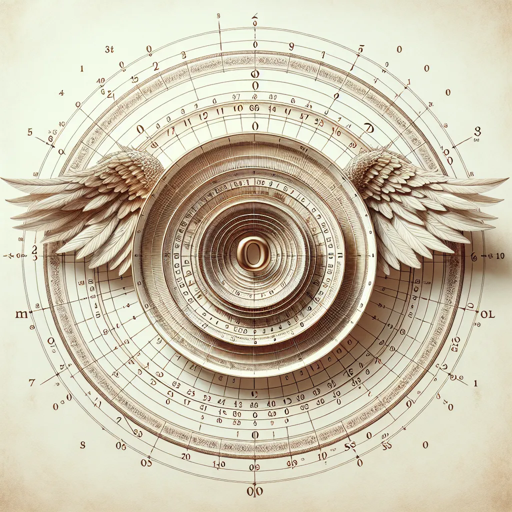 Diagrama de los números angelicales con 0 en el centro, representando equilibrio y conexión espiritual.