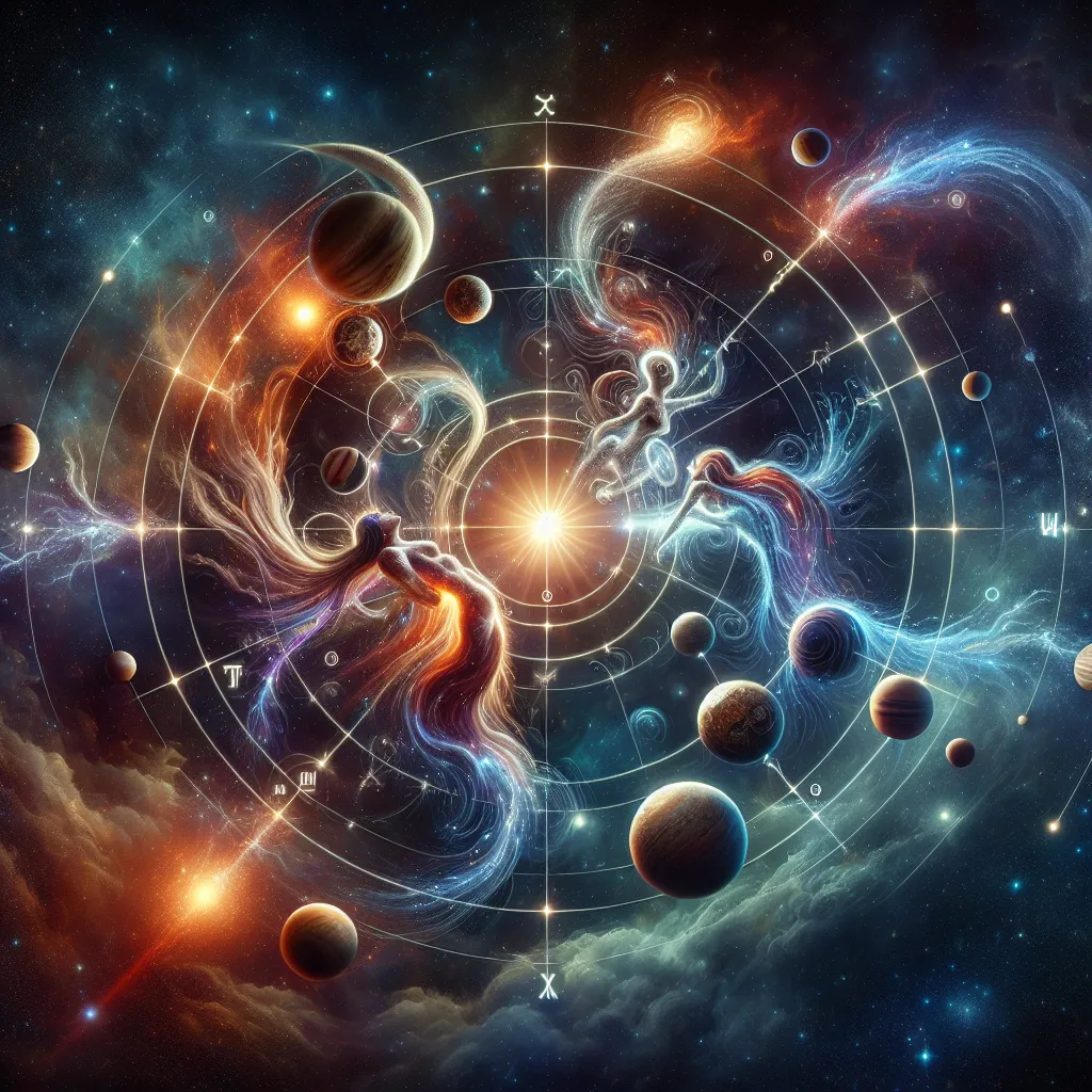 Representación visual de las relaciones planetarias en Astrología