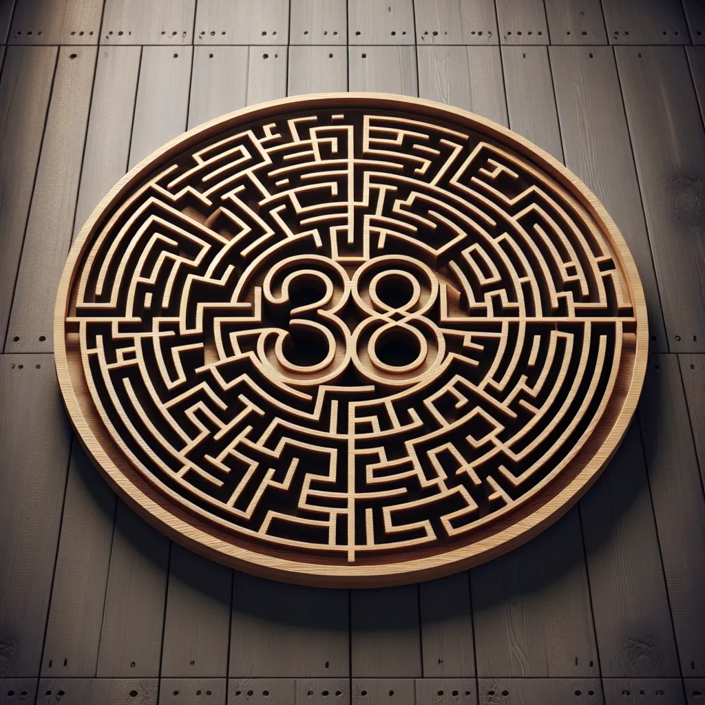 'Ilustración de un laberinto con el número 38 en el centro, representando el Número de Camino de Vida y su influencia en las decisiones y experiencias personales'.