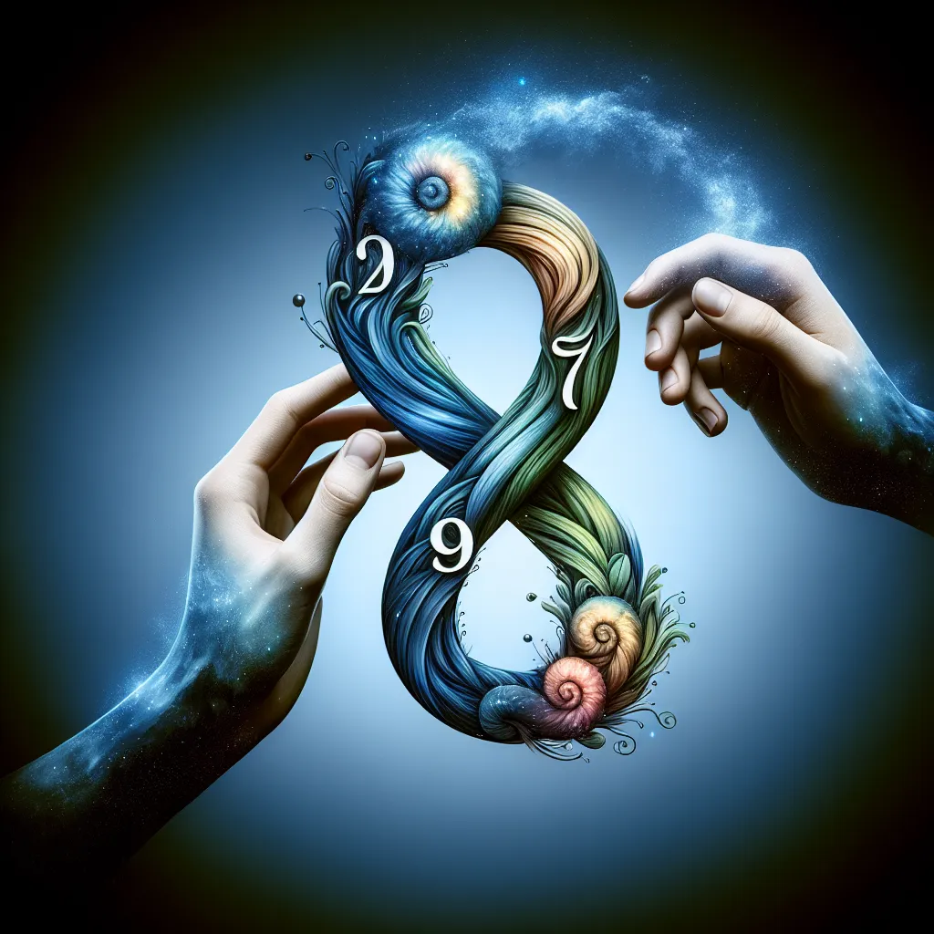 Imagen de los números 7 y 9 entrelazados simbolizando compatibilidad en la numerología.