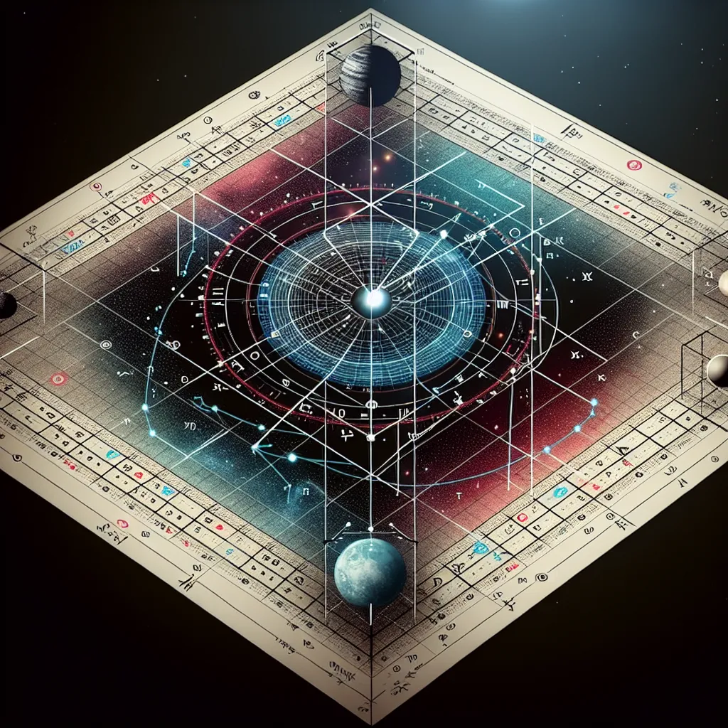 Diagrama explicativo de un T-Square en una carta astral, mostrando la interacción de los planetas y sus posibles implicaciones en la personalidad y el destino de una persona.