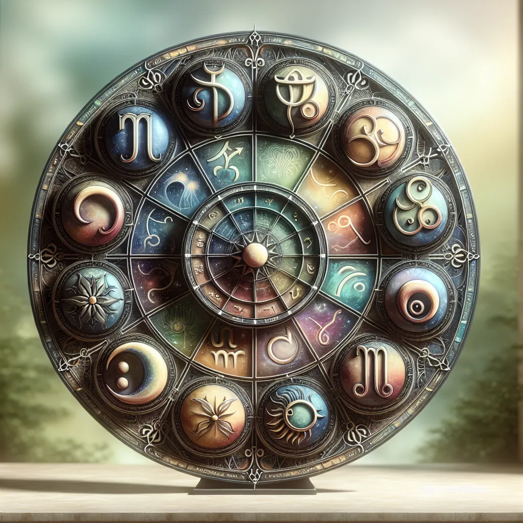 Imagen de las doce casas astrológicas representadas en un círculo, cada una con un símbolo zodiacal y representación específica.