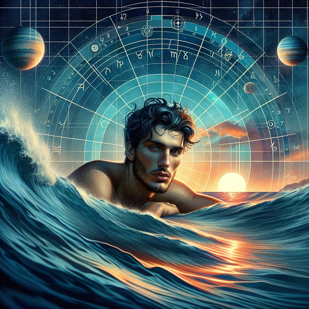 Representación gráfica de la posición de Neptuno en una carta natal astrológica