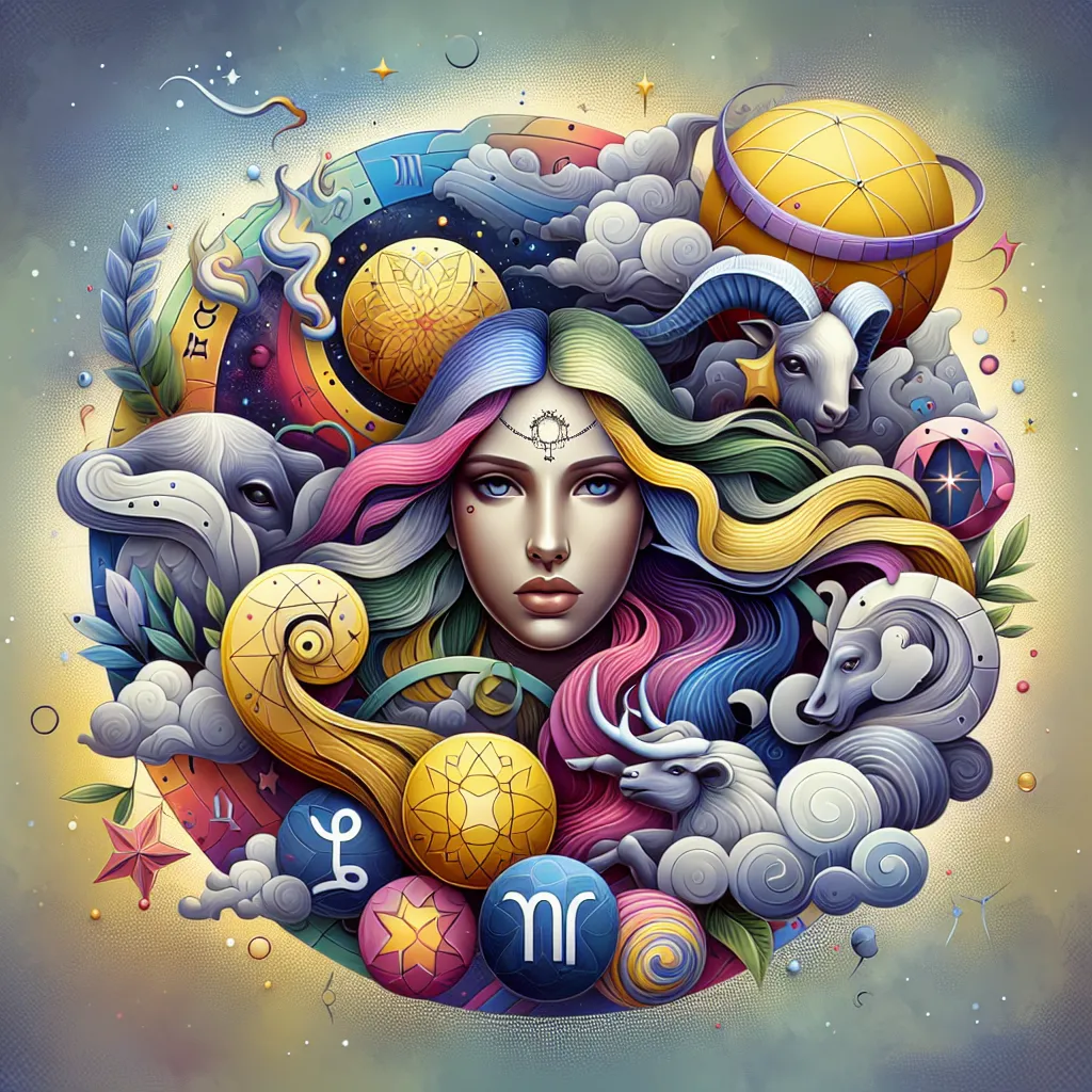 Representación gráfica del zodíaco con los signos astrológicos en un diseño moderno y colorido.